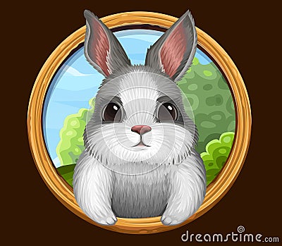 Rabbit icon with frame Vector Illustration