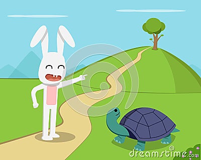 Rabbit invite tortoise to competition, vector Vector Illustration