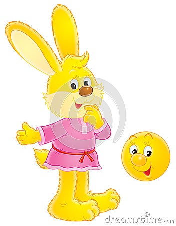 Rabbit and Kolobok Cartoon Illustration