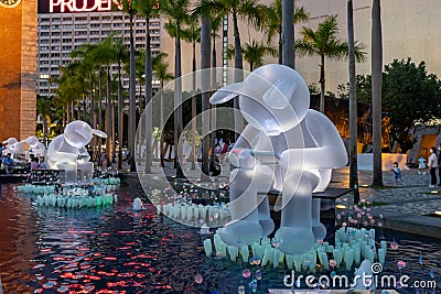 Rabbit lanterns for celebrating the Mid Autumn Festival in Hong Kong Editorial Stock Photo