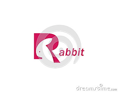 Rabbit letter R design logo Stock Photo