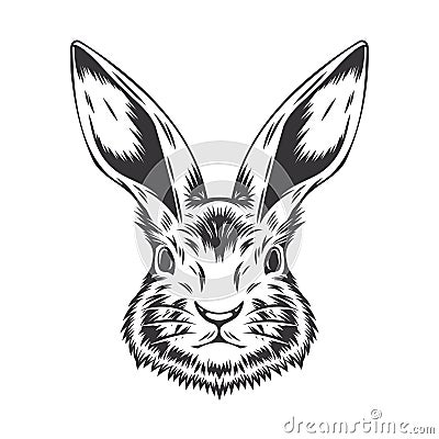 Rabbit line art. vintage. Bunny tattoo or easter event print design vector illustration Vector Illustration