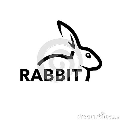 Rabbit logo concept with black bunny line icon Vector Illustration