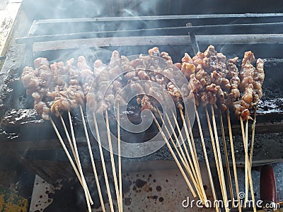Grilled beef satay Stock Photo