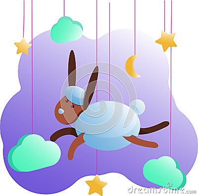 Rabbit metric posters for baby room, greeting cards, kids and baby t-shirts and wear, nursery illustration Vector Illustration