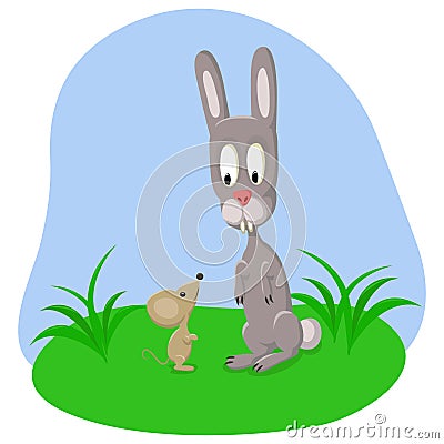 Rabbit and mouse Stock Photo