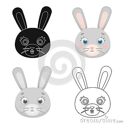 Rabbit muzzle icon in cartoon style isolated on white background. Animal muzzle symbol stock vector illustration. Vector Illustration