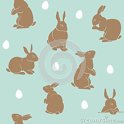 Rabbit pattern easter blue Stock Photo