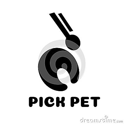 Rabbit bunny animal Pet pick hand logo concept design Vector Illustration