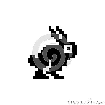 Rabbit. Pixel icon. Animal vector illustration Vector Illustration