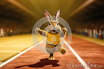 rabbit runs in the competition. Stock Photo