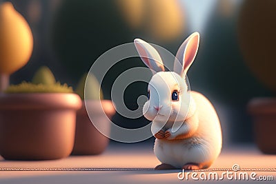 A rabbit with a sad look on his face Stock Photo