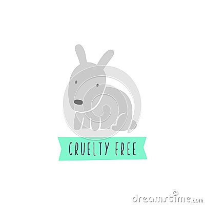 Rabbit sign. Cruelty free. Vegan. Vector Illustration