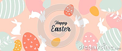 Rabbit Silhouette Happy Ester Poster Vector Illustration