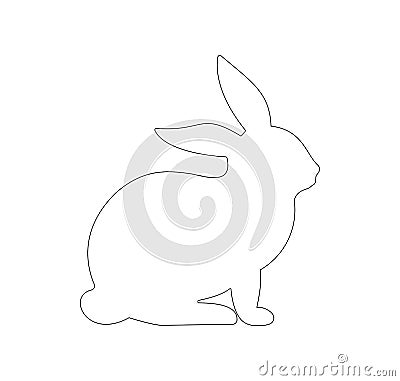 Rabbit sillouette illustration minimal design line art Vector Illustration