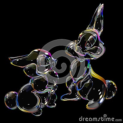 rabbit soap bubble shimmering rainbow glass Stock Photo