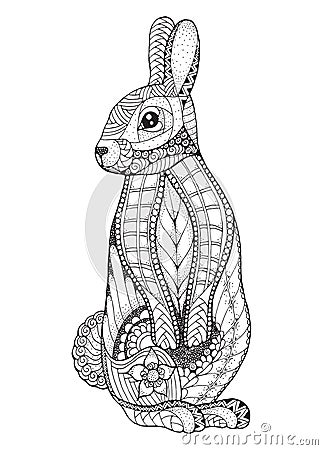 Rabbit standing. Zentangled and stippled vector illustration. An Vector Illustration