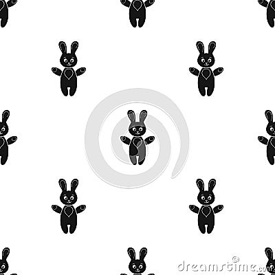 Rabbit toy icon in black style isolated on white background. Baby born pattern stock vector illustration. Vector Illustration