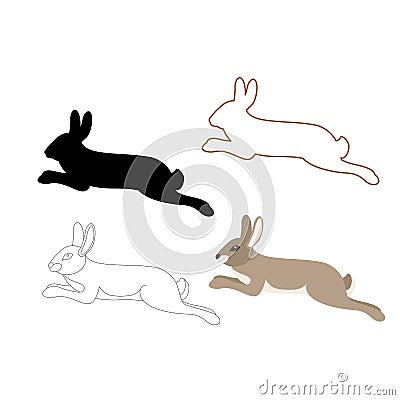 Rabbit vector illustration style Flat silhouette Vector Illustration