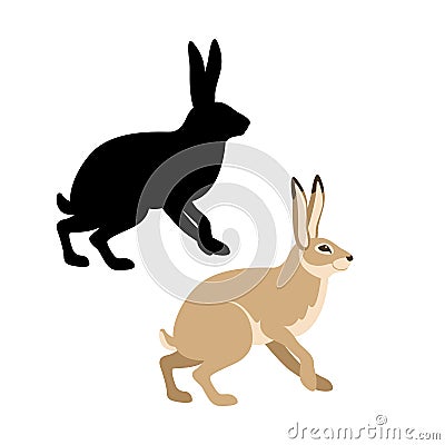 rabbit vector illustration style Flat silhouette black Vector Illustration