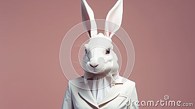 Elegant White Rabbit In Muted Surrealism: A Taylor Wessing Inspired Close-up Stock Photo