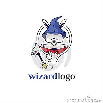Rabbit Wizard Logo Design Vector Illustration