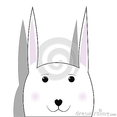 RabbitCute smiling rabbit vector cartoon illustration. Wild zoo animal character. Fluffy adorable pet looking straight. Forest fau Vector Illustration