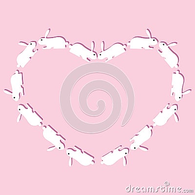 Rabbits heart Vector Illustration