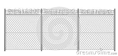 Rabitz fencing with razor wire realistic vector Vector Illustration