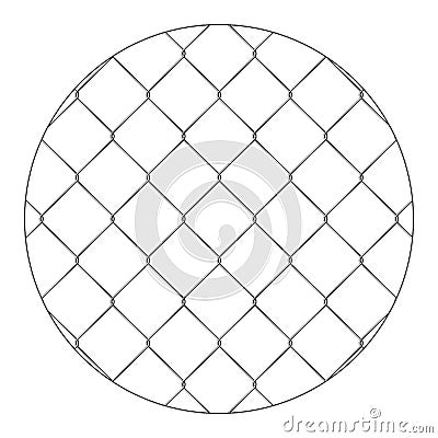 Rabitz. Progressive protective mesh of thick chrome wire that cannot be eroded. Modern round background Vector Illustration