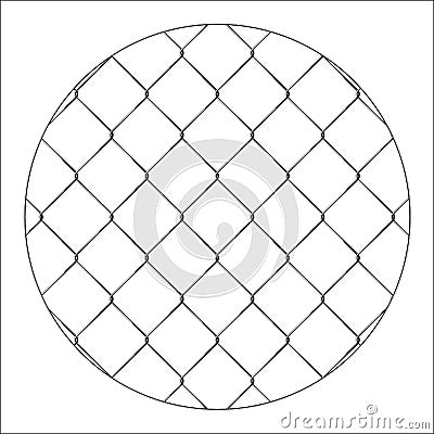 Rabitz. Progressive protective mesh of thick chrome wire that cannot be eroded. Modern round background Vector Illustration