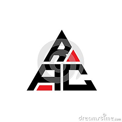 RAC triangle letter logo design with triangle shape. RAC triangle logo design monogram. RAC triangle vector logo template with red Vector Illustration