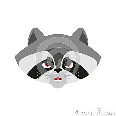 Raccoon angry emoji. Racoon evil emotions avatar. Coon aggressive. Vector illustration Vector Illustration