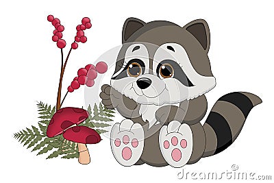 Raccoon Baby Cartoon Illustration