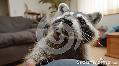 Raccoon with bulging eyes Stock Photo