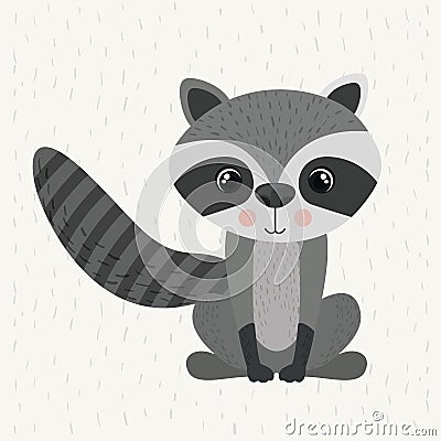 Raccoon cute wildlife icon Vector Illustration