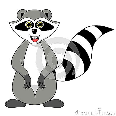 raccoon gargle illustration on white background in Cartoon Illustration