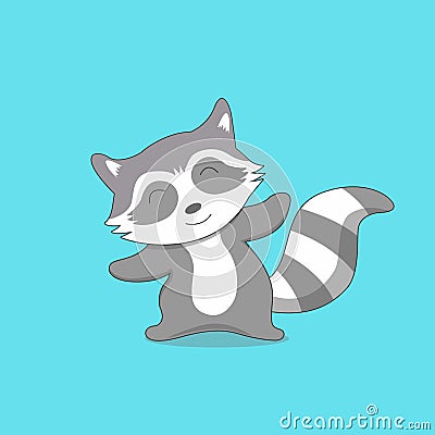 vector cute raccoon dabbing cartoon illustration Stock Photo