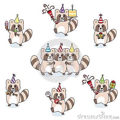 Raccoon party Vector Illustration