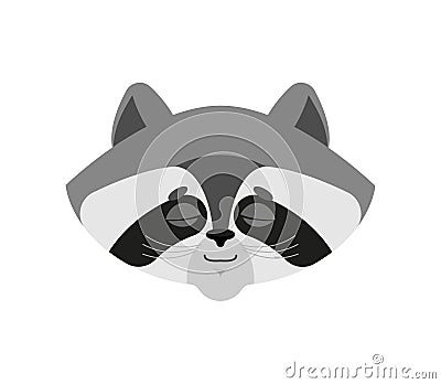 Raccoon sleeping emoji. Racoon asleep emotions. Coon dormant. Vector illustration Vector Illustration