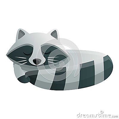 Raccoon sleeping icon, cartoon style Vector Illustration