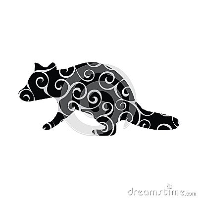 Raccoon wildlife color silhouette animal Vector Illustration