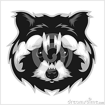 Raccoons head logo for sport club or team. Vector Illustration