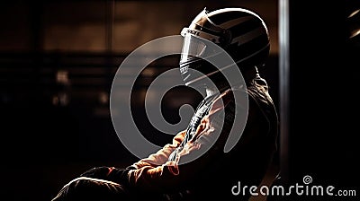 Race car driver waits for the race begun. Stock Photo