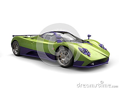 Race car - metallic green purple color scheme Stock Photo