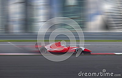 Race car racing at high speed in the city Stock Photo