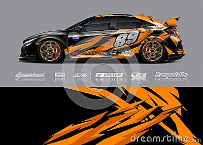 Race Car Wrap Illustrations. Abstract sport decal background for rally, drag race, offroad, boat and adventure vehicle. Eps 10 Vector Illustration