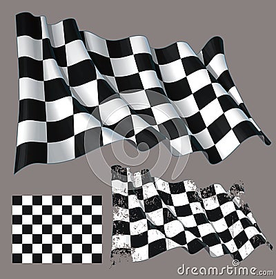 Race Checkered Finish Waving Flag Vector Illustration