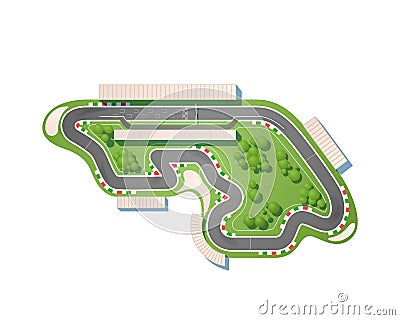 Race circuit from a top view isolated on white background Vector Illustration