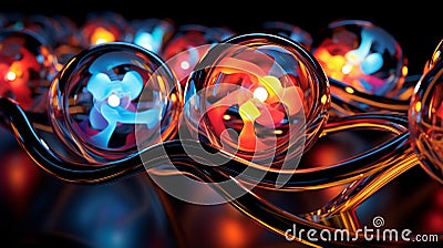 Race of Power: Abstract Energy Orbs Compete in Futuristic Environment Stock Photo